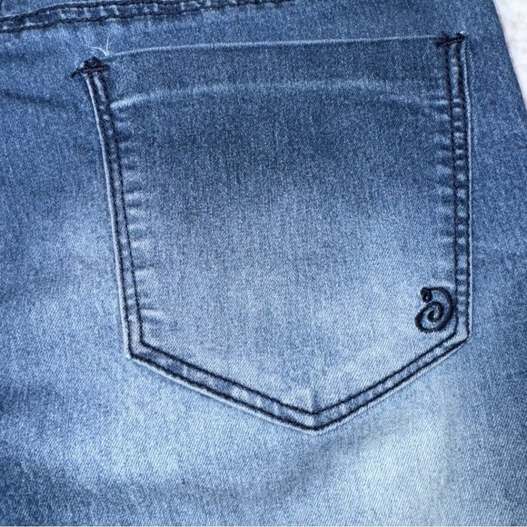 Indigo Rein Anklet Women's 5 Blue Skinny Stretch Denim Unhemmed Faded Whiskering - Picture 4 of 12